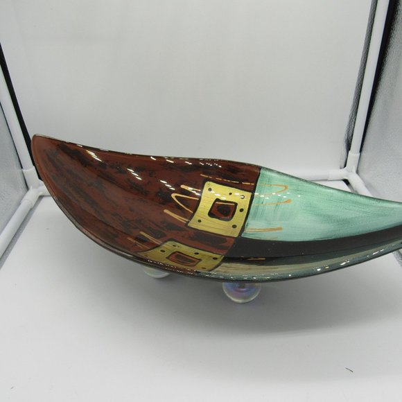 ART GLASS HOME DECOR.  15 X 7 X 5.  HAND PAINTED AND SIGNED. - Picture 4 of 7